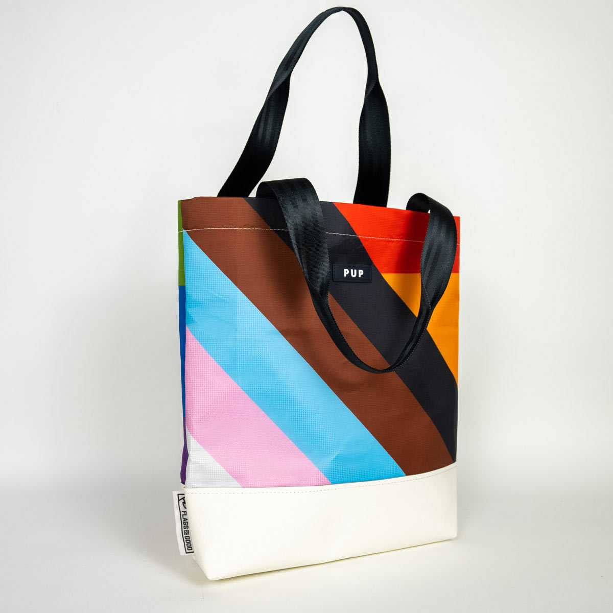 Upcycled Progress Pride Flag Tote Bag - Flags For Good X PUP