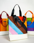Upcycled Progress Pride Flag Tote Bag Group Shot - Flags For Good X PUP
