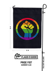 Rainbow BLM Fist garden flag measuring 12 by 18 inches