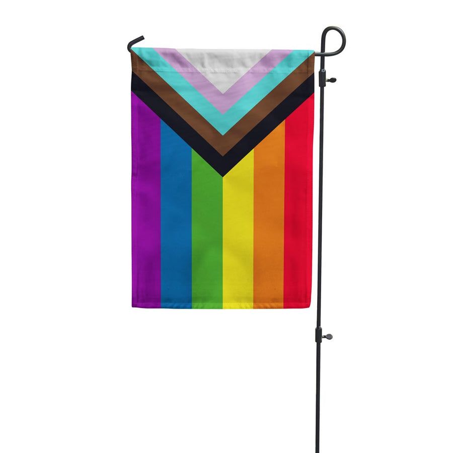 Progress Pride vertical Garden Flag by Flags For Good