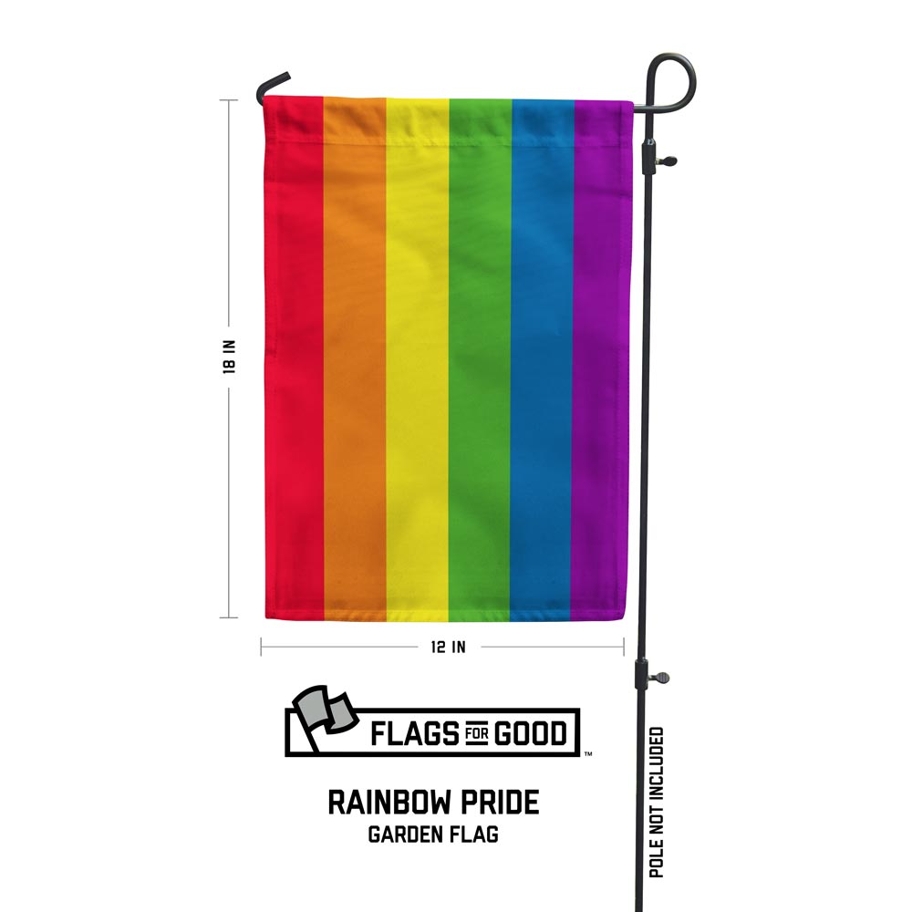 6-Stripe Rainbow LGBTQ+ Pride Garden Flag by Flags For Good specs - 18"x12"